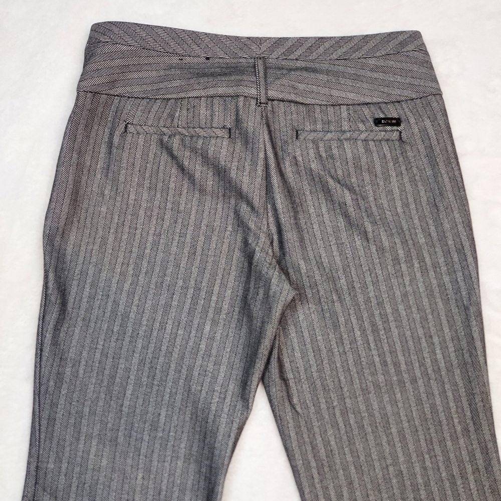 Express Editor Black Gray Striped Mid Rise Trouser Dress Pants Size 2R - Picture 10 of 13